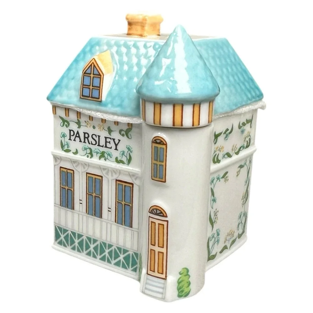 Vintage The Lenox Spice Village Parsley House Jar Fine Porcelain With Foam 1989